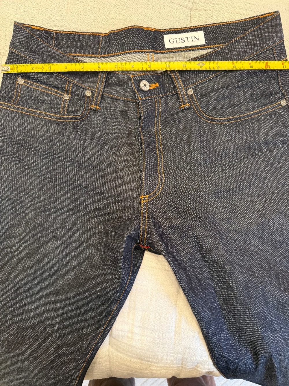 BNWOT Mens Gustin 1968 Slim Raw Selvedge Denim Jeans 34 x 32 (Fits Like 32 x 32)